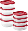16-Piece BPA-Free Plastic Food Storage Set, Red Vented Lids - Microwave, Dishwasher Safe: Perfect for Meal Prep, Leftovers, and Kitchen Organization (Set: 4 x 5-Cup, 4 x 3 - Cup)