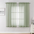 Sage Green Sheer Curtains 45 Inch Long 2 Panels (Sage Green / 42"W x 45"L (Pack of 2))