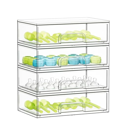 Bottle Storage Organizer Baby (13.7"H, 4 Pack, 4L / Clear)
