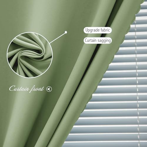 Magic Tape Blackout Curtains for Bedroom No Drillng Self Adhesive Curtains No Rod Small Window (47"W x 79"L (Pack of 2) / Sage Green)