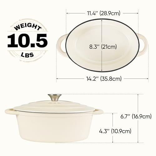 Oval Dutch Oven for Bread Baking (Beige / 4.5 QT)
