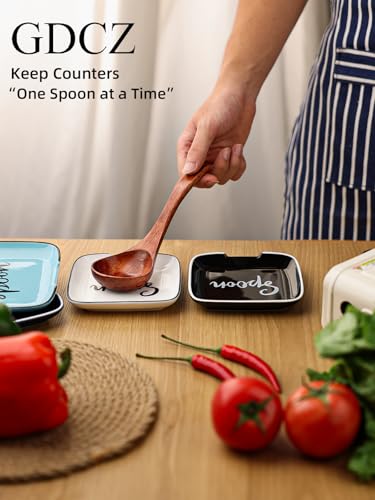 Farmhouse Ceramic 4.75 Inch Spoon Rest for Kitchen (Black)