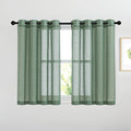 Semi Sheer Short Curtains for Small Window (52"W x 45"L (Pack of 2) / Olive Green)