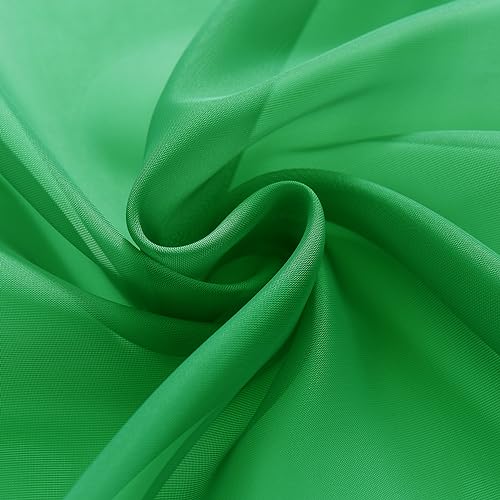 Solid Sheer Rod Pocket Curtain Voile Draperies 2 Panels White Beige Black Grey Coffee 52 Inch Width 63 Inch Long 1 Pair for Kitchen Bedroom Children Living Room Yard (Green / 52"W x 63"L (Pack of 2))