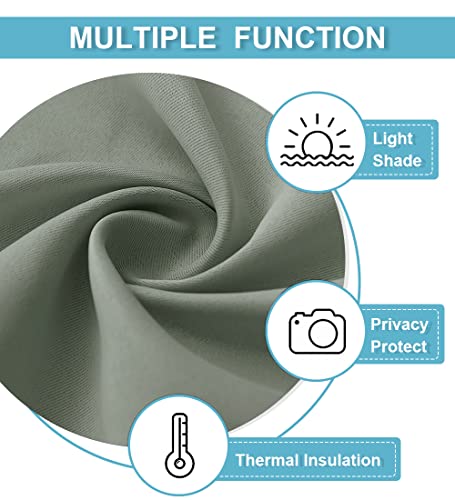 Short Blackout Curtains for Bedroom (Grayish Green / 34"W x 45"L (Pack of 2))