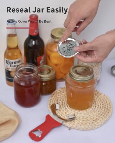 Mason Jar Opener Tool with Soft Touch Handle (Red)