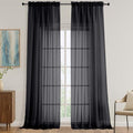Black Sheer Curtains 108 Inches Long 2 Panels Set (Black / 59"W x 108"L (Pack of 2))