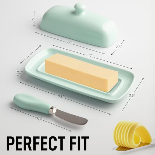 Zulay Butter Dish With Lid For Countertop (Mint)