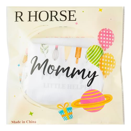 R HORSE 2Pcs Adults Kids Matching Apron Set (White Mommy)