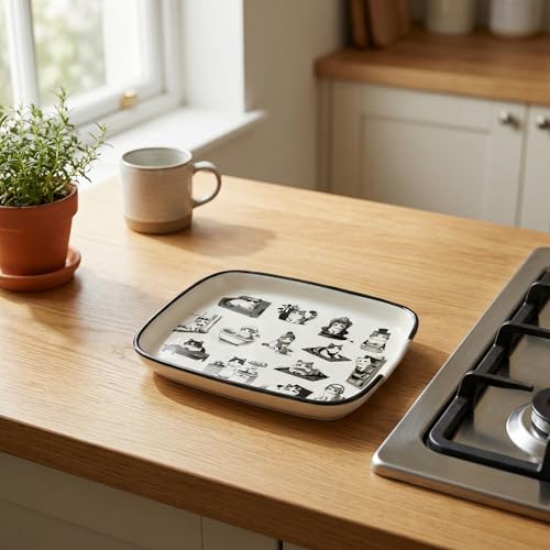 Black White Cat Ceramic Spoon Rest (Home cats)