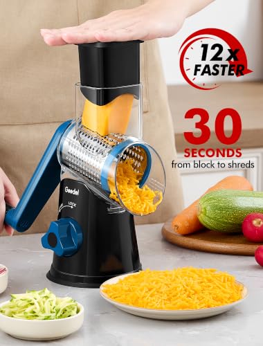 Rotary Cheese Grater (Black / 3 Blades)