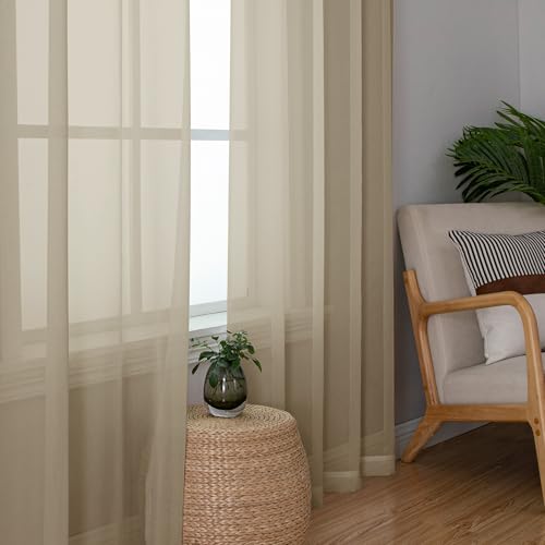 Taupe Sheer Curtains 78 Inches Long 2 Panels (Taupe / 42"W x 78"L (Pack of 2))