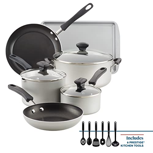 Cookstart Aluminum DiamondMax Nonstick Cookware Set (Silver / 5 Quarts)