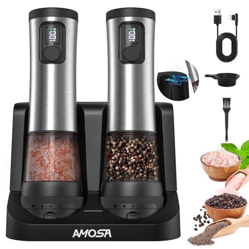 Electric Salt and Pepper Grinder Set (Sliver Black)