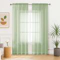 Light Green Sheer Curtains 84 Inches Long 2 Panels Set for Living Room (42"W x 84"L (Pack of 2) / Light Green)