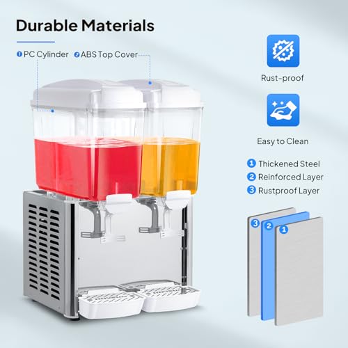9.6 Gallon 36L Commercial Beverage Dispenser Drink Dispenser (4.8 Gallon x 2)