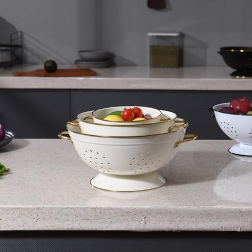 Metal Colander Set of 3 (Cream)