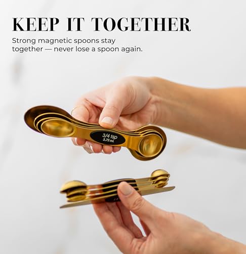 Magnetic Measuring Spoons Set (Classic / Black & Brass Gold)