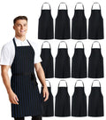 black apron for women black aprons bulk chef apron for men grilling aprons for men Green Stipes (Pack of 12 / Black (Blue Stripe))