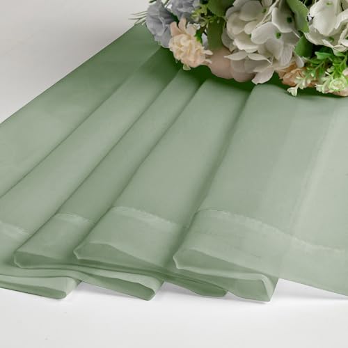 Sage Green Sheer Curtains 18 Inch Length 2 Pcs (Sage Green / 42"W x 18"L (Pack of 2))