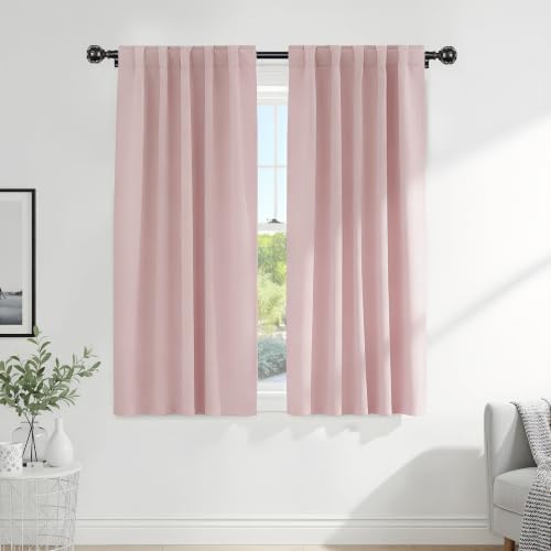 Blush Pink Blackout Curtains for Girls Bedroom Living Room 72 Inches Long 2 Panels (Blush Pink / 42"W x 72"L (Pack of 2))