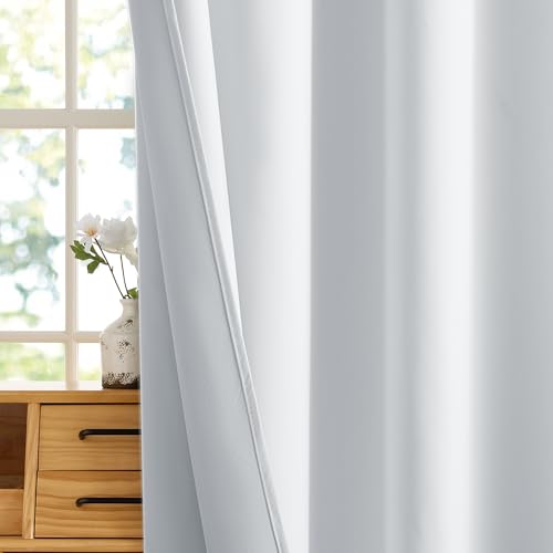 Short White 100% Blackout Curtains for Small Window (100% Blackout - White / 34"W x 36"L (Pack of 2))