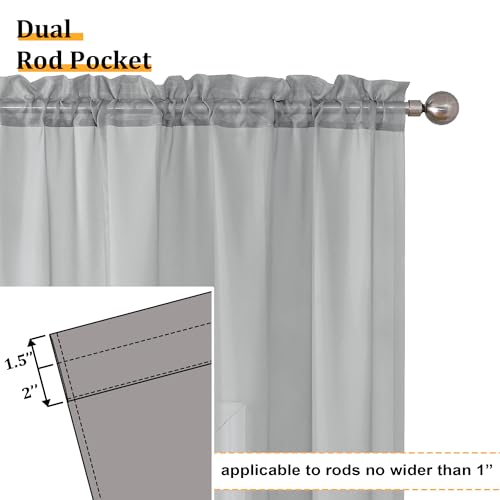 Light Grey Sheer Curtains 54 Inches Long 2 Panels (42"W x 54"L (Pack of 2) / Light Grey)