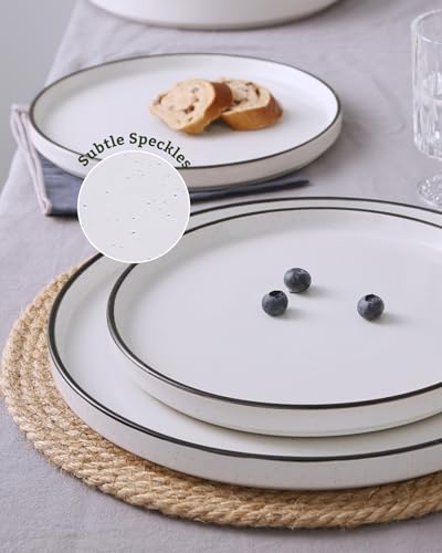 Nebula 24 Piece Dinnerware Set (White with Black Rim / Service for 8 (Standard Dinner Set))