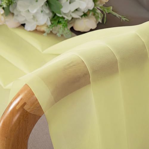 Sheer Curtains 108 Inch Length 2 Panels Set (Light Yellow / 42"W x 108"L (Pack of 2))