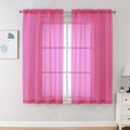 Sheer Curtains 63 inch Length 2 Panels Set for Bedroom Living Room (Hot Pink / 42"W x 63"L (Pack of 2))
