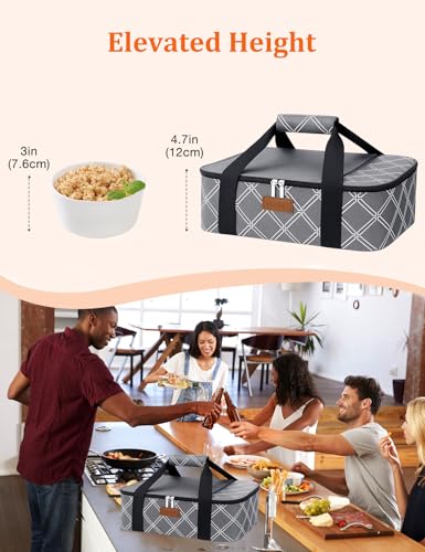 Casserole Carrier Bag (Stripes Grey / 15.7 x 11.4 x 4.7inch (Single Layer))