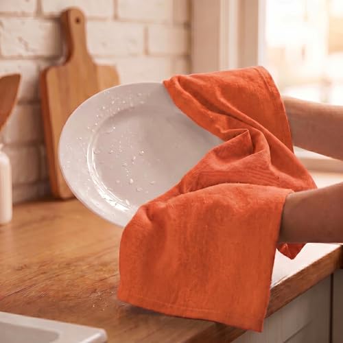 Kitchen Towels Cotton Dish Towels 20”x30” (20" x 30" (Set of 6) / 024 Orange)