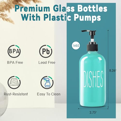 Glass Soap Dispenser Set 2 Pack (Turquoise)