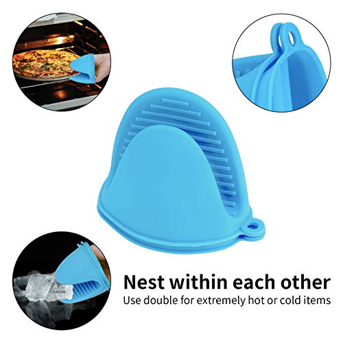 4PCS Heat Resistant Silicone Oven Mitts & Potholders (Blue and Green)