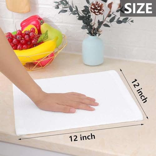 100% Cotton Waffle Weave Kitchen Dish Cloths 18 (White / 12 X 12 - 18 Pack)