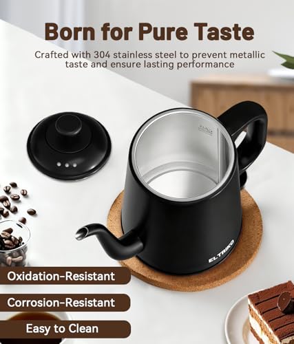 1L Gooseneck Electric Kettle for Pour Over Coffee & Tea (Black)