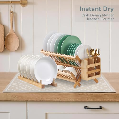 Dish Drying Mat (S: Khaki / 11.8" x 19.6")