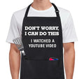 Funny Apron for Men Women 100% Cotton Don't Worry I Can Do This Adjustable Bib Aprons with 2 Pockets Funny Gifts Grilling Grill Kitchen Cooking BBQ Black (Don't Worry I Can Do This)