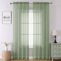 Sage Green Sheer Curtains 90 Inches Long 2 Pcs (Sage Green / 42"W x 90"L (Pack of 2))
