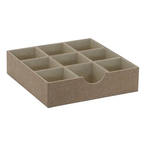 Brown 723 1 Deep 9 Section Drawer Organizer Box for Storage (Latte)