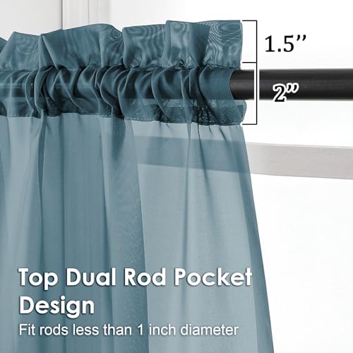 Dusty Blue Sheer Curtains 45 Inches Long 2 Panels (Dusty / 42"W x 45"L (Pack of 2))