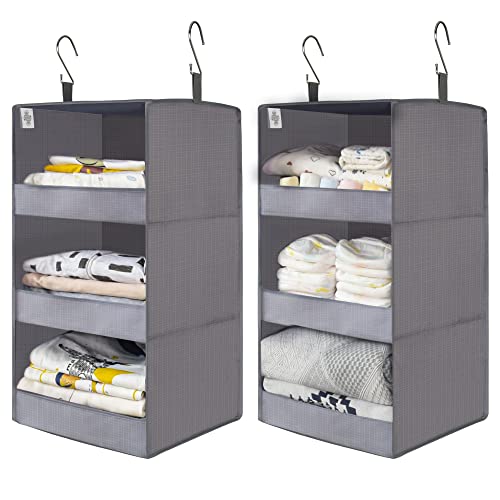 3 Shelf Hanging Closet Organizer (3-shelf Ash Gray / 2-Pack)