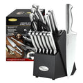 Knife Set w Block Kitchen Knife Set Built (14-Piece / Black)