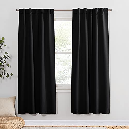 Blackout Curtains for Kitchen (Black / 52"W x 63"L (Pack of 2))