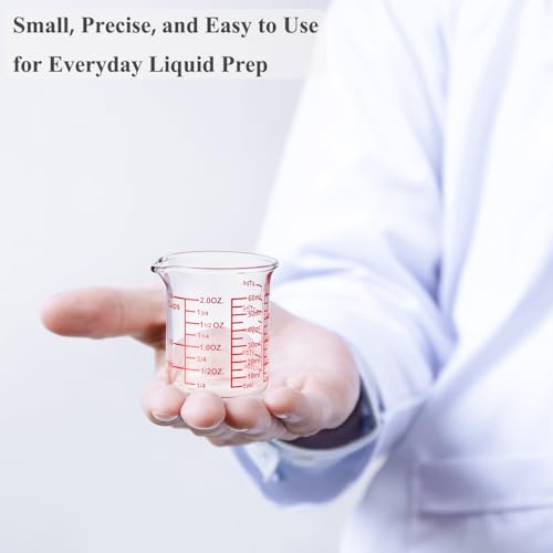 2 oz Glass Measuring Cups with V (60 ML (2 Oz)-Pack of 2)