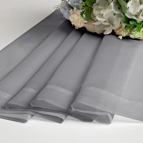 Sheer Voile Window Treatment Rod Pocket Curtain Panels for Kitchen Bedroom Living Room Drapes Sunlight Filtering Privacy Semi Home Decor Assorted (42"W x 90"L (Pack of 2) / Charcoal Grey)