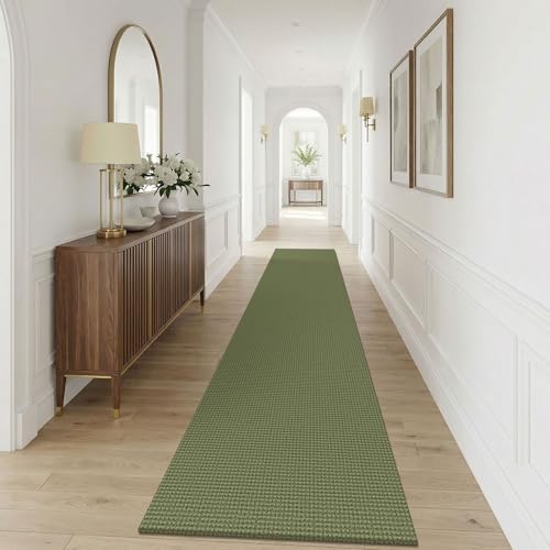 Cotton 2.5'x12' Runners Rugs for Hallway (Olive Green/Earthy Green / 2'8" x 12' (Runner))