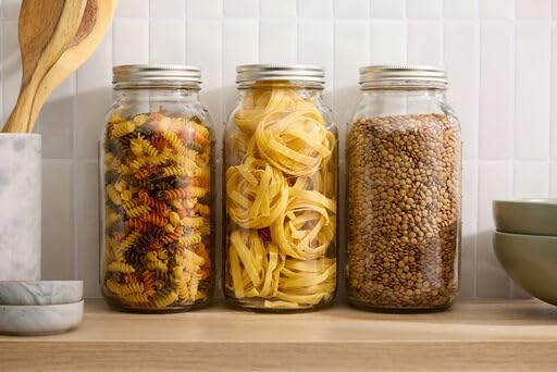 Wide Mouth Glass Mason Jars with Lids and Bands (64 Ounce (Pack of 36))