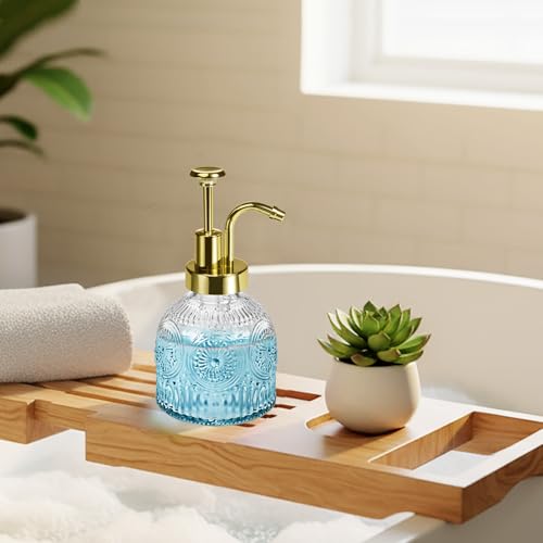 8 Oz Clear Glass Soap Dispenser with Rust Proof Gold Pump (Clear-gold Pump-2 Pack)