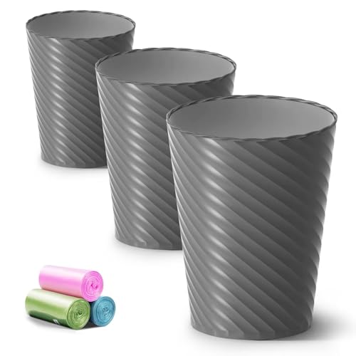 Bathroom Trash Can 3 Pack (Grey- 3 Pack)